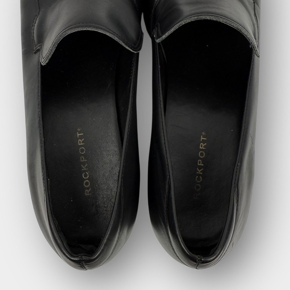 Rockport women's black leather wedge loafers slip on comfort work shoes 7.5M - Picture 6 of 8